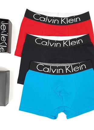 Нижня білизна calvin klein 3шт чорний, блакитний, червоний l / 48 2xl / 52