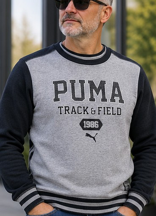 Свитшот puma track &amp; field 1948 s серый черный