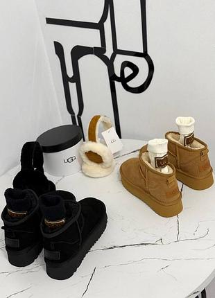 Черевики жіночі ugg classic ultra mini чорні, коричневі