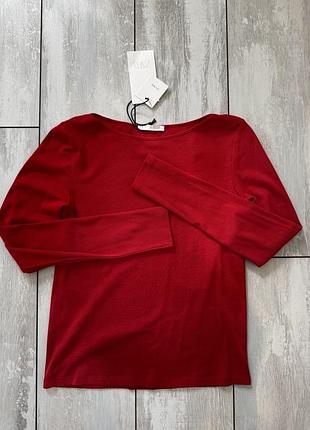 Новый лонгслив zara m красный 3