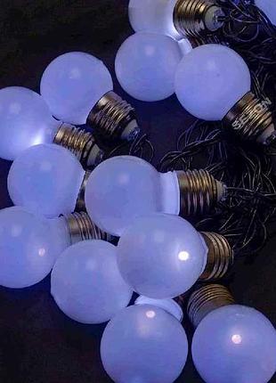 Гирлянда лампочки 50мм 20led матовые белый 7м черный провод 1365-03 тм китай