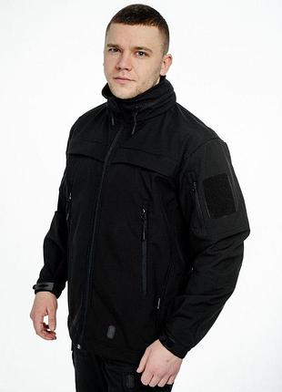 Тактична куртка демісезонна для військових soft shell, підкладка мікрофліс від 0 до 15 чорна