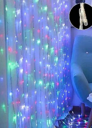 Гірлянда водоспад-лінза 400led 8мм 3*2м мульті 1542-01 тм китай