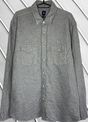Чоловіча фланелева сорочка gap l xl 40 42 50 52 геп гем тепла байкова сорочка на кнопках з довгим рукавом gap l xl 50 52