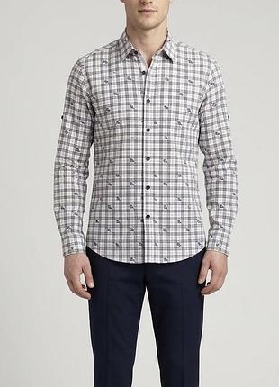 Мужская клетчатая рубашка burberry (принт с логотипом) / рубашка с длинным рукавом l