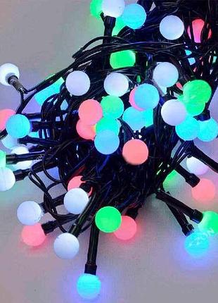 Гирлянда шарики 10мм 100led мульти 6м черный провод 1312-01 тм китай