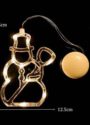 Фигурка-подвеска сниговик на батарейках теплый белый 1865-03 тм китай