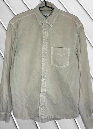 Чоловіча бежева джинсова сорочка zara m 38 40 48 50 зара джинсовка сорочка з довгим рукавом джинсовий одяг zara m 48 50