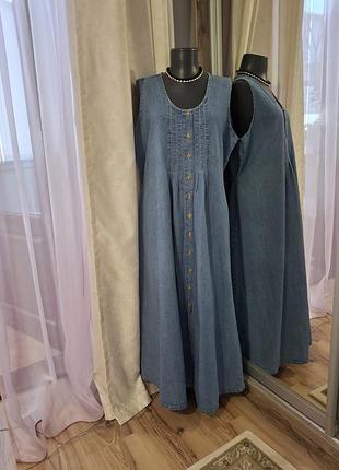 Джинсовое на пуговицах с пояском платье 👗 2