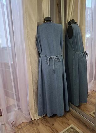 Джинсовое на пуговицах с пояском платье 👗 3