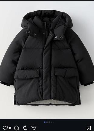 Пуховик для хлопчика zara чорний, розмір 5-6 років (116 см)