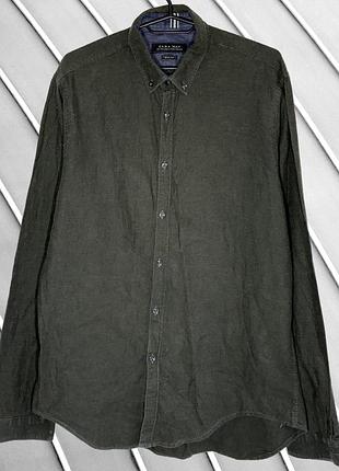 Мужская зеленая рубашка zara l 40 42 50 52 зара демисезонная плотная рубашка с длинным рукавом хаки рубашка zara l 50 52
