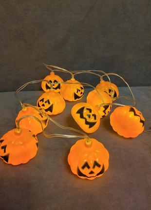 Новая светодиодная led гирлянда тыквы на хелловин (halloween) / осенний декор