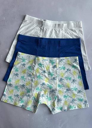 Трусики боксери на хлопчика пальми/однотонні (набір 3 шт.) primark р.158 см (12-13 років)