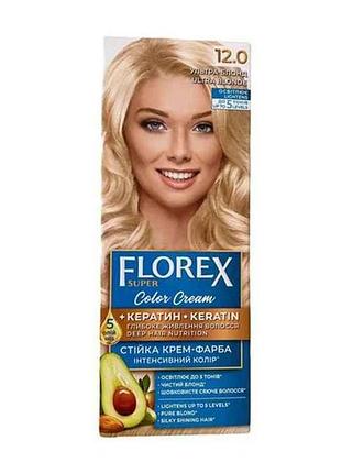 Крем-фарба ультра-блонд д/волосся кератин 12.0 тм florex