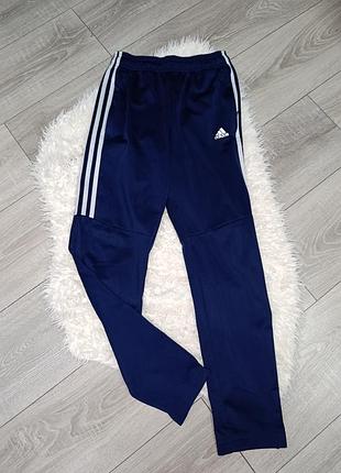 Спортивні штани для хлопчика adidas сині з лампасам на 11-12 років, зріст 152-158 см