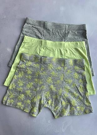 Трусики боксеры на мальчика пальмы/однотонные (набор 3 шт.) primark р.158 см (12-13 лет)