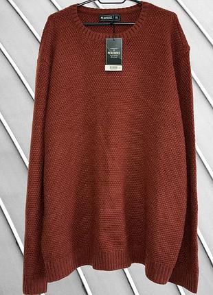 Мужской новый терракотовый свитер peacocks 2xl 44 46 54 56 пикокс джемпер с биркой рыжий теплый свитер peacocks 2xl 54 56