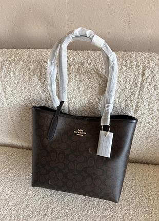 Сумка жіноча coach city tote середнього розміру, коричнева