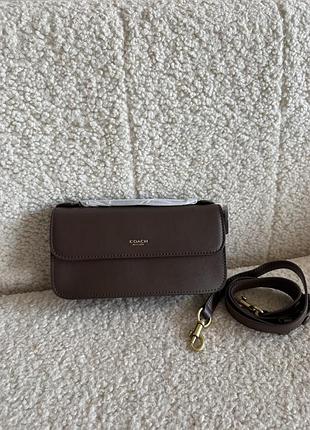 Сумка жіноча coach elora коричнева шкіряна