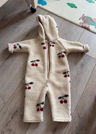Комбінезон дитячий флісовий jody teddy onesie grs молочний з вишнями