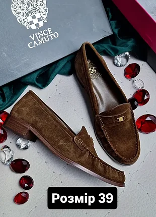 Vince camuto оригінал темно-коричневі замшеві туфлі лофери