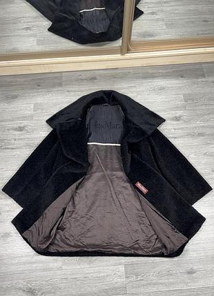 Пальто шерстяное max mara studio оригинал черное альпака шерсть демисезонное оверсайз куртка тедди шуба премиум теплая италия шерстяне it 42 m