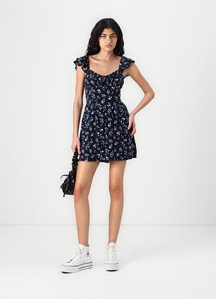 Сукня-ромпер жіноча коротка в квіти hollister s синя