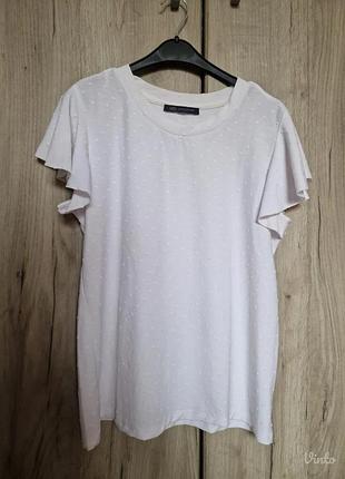 Футболка жіноча m&s collection біла у горошок з воланами, розм. uk 18 (eur 46)