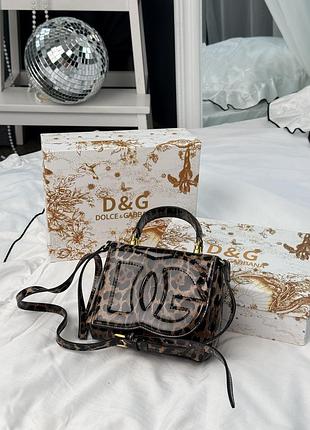 Сумка dg logo leopard patent mini bag