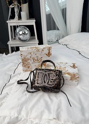 Сумка dg logo leopard patent mini bag 2