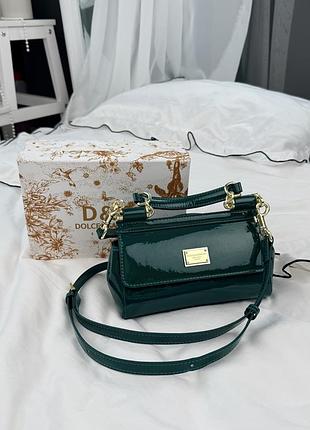 Сумка mini sicily green patent leather