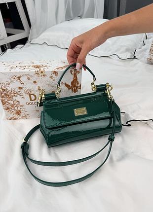 Сумка mini sicily green patent leather 2