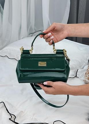 Сумка mini sicily green patent leather 4
