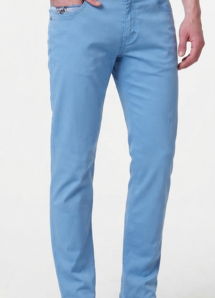 Брендовые ярко-голубые хлопковые брюки bogner jeans - размер 32 (100% хлопок)