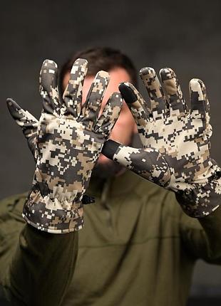 Тактичні рукавички softshell coyote піксель вт4742
