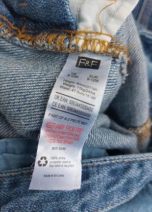 Брендовый джинсовый комбинезон f&amp;f на 9-12м 4