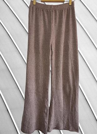 Жіночі бежеві штани палаццо shein m l 38 40 46 48 шейн широкі трикотажні штани з високою посадкою на гумці shein m l 46 48