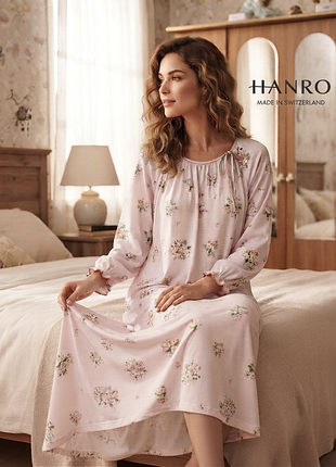 Роскошная длинная ночная рубашка / платье hanro (швейцария), 100% хлопок, швейцарский люкс