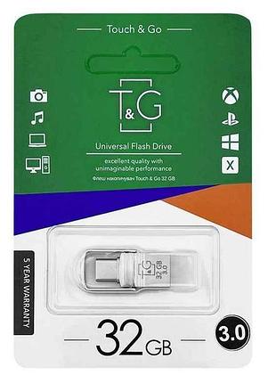Флешка usb 32gb 3.0 104 usbtype-c сталева (коротка) тм tg