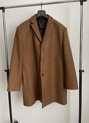 Вовняне пальто next tailoring (італійська тканина nova fides) — xxl коричневе