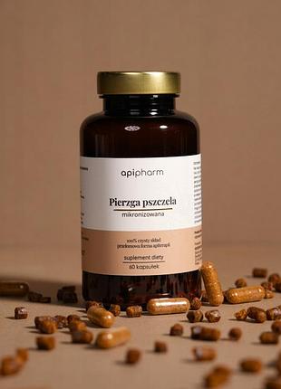 Мікронізований бджолиний пилок у капсулах курс на 30 днів apipharm.pl