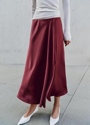 Спідниця жіночі бордо з розрізом zara new
