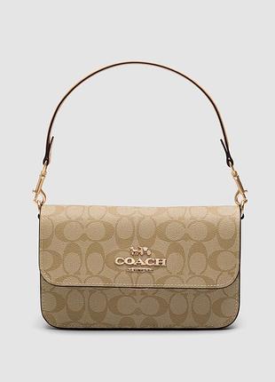 💎 coach brynn flap crossbody in signature canvas beige 23 x 13 x 6.5 см