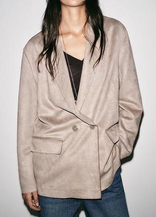 Жіночий вільний піджак блейзер під замшу zara розмір л