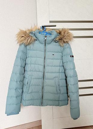 Жіночий пуховик tommy hilfiger блакитний розмір s