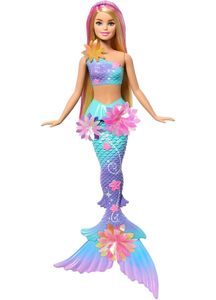 Barbie русалка квітучі квіти лялька з довгим білявим волоссям з рожевими пасмами функцією квітучих квітів хвостом з ефектом омбре