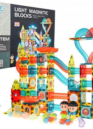 Великі магнітні блоки 202 шт. зі світловим елементом кульковим треком 3d stem магнітні плитки