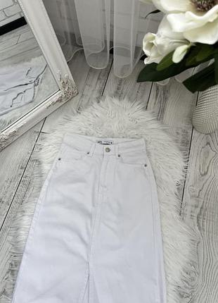 Біла джинсова спідниця zara 4