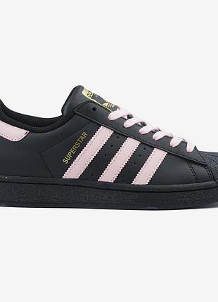 Жіночі чорні кросівки adidas superstar smile black pink х суперстар 36
